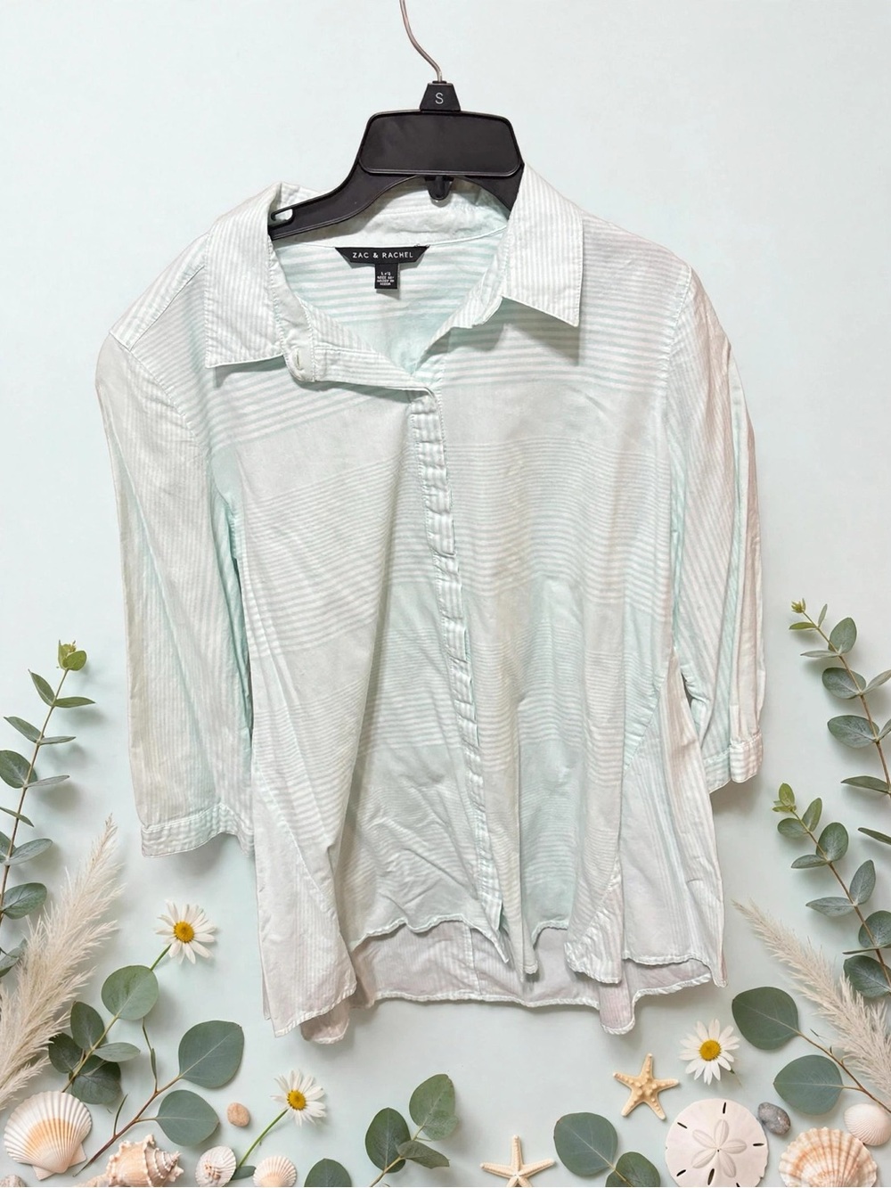 Zac & Rachel Light Mint Striped Button-Down Shirt